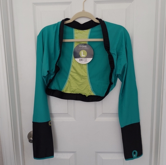 Moxie Cycling Bolero Jacket Black/Aqua Large NWT - Picture 1 of 8